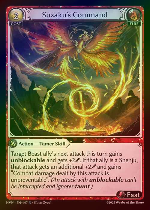 【FOIL】[Fire] Suzaku's Command [HVN-107-R]