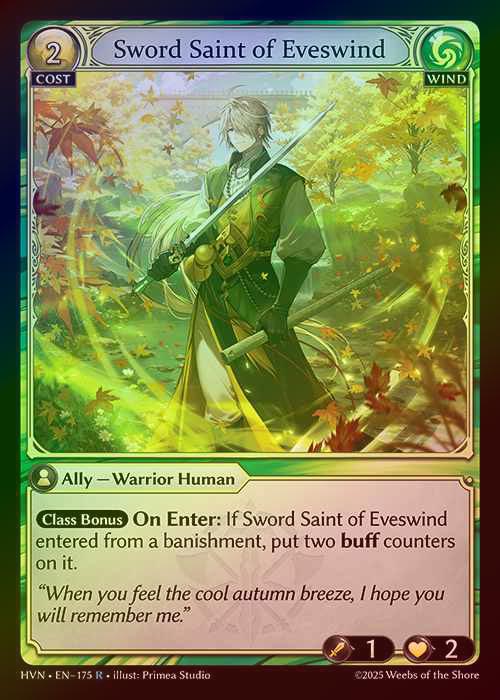 【FOIL】[Wind] Sword Saint of Eveswind [HVN-175-R]