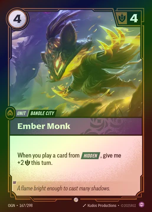 【FOIL】[Chaos] Ember Monk [OGN-167-C]