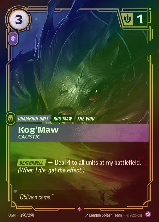 【FOIL】[Chaos] Kog'Maw, Caustic [OGN-190-R]