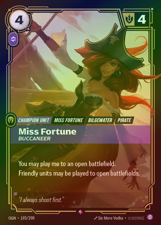 【FOIL】[Chaos] Miss Fortune, Buccaneer [OGN-193-R]