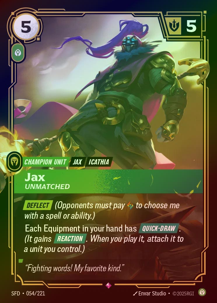 【FOIL】[Calm] Jax, Unmatched [SFD-054-R]