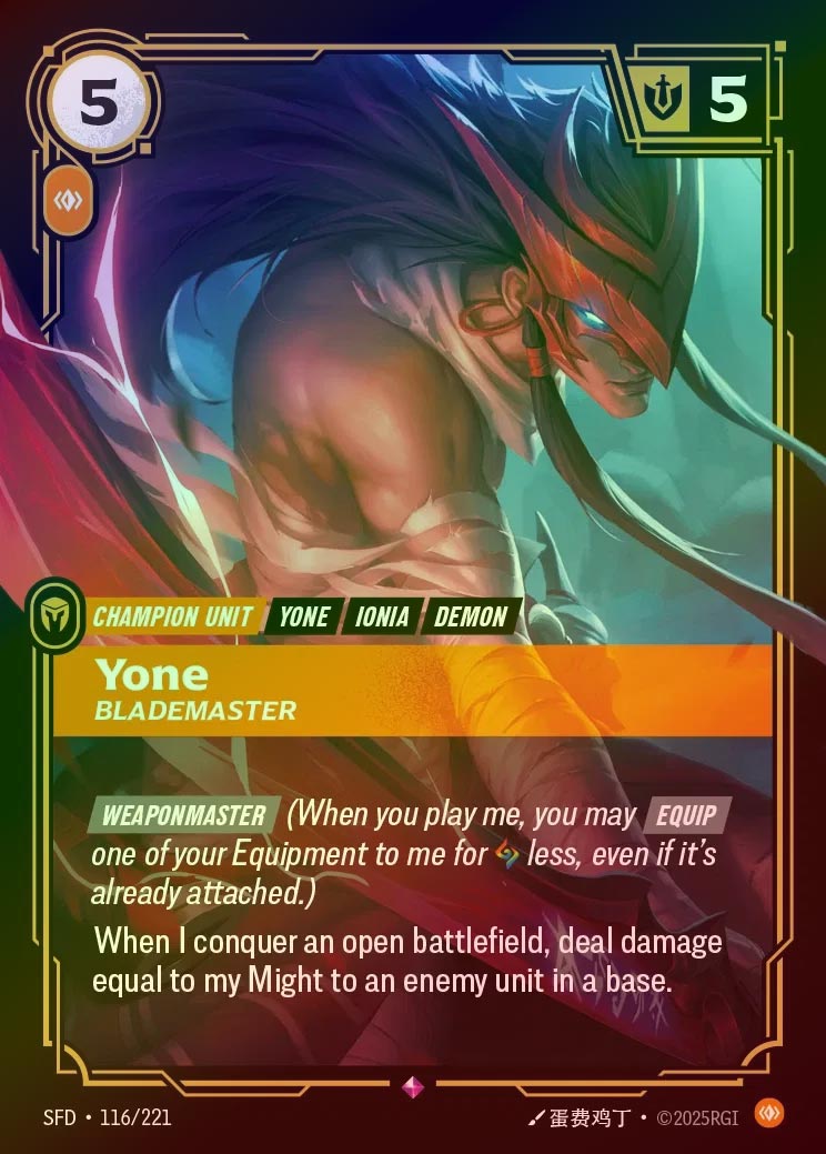 【FOIL】[Body] Yone, Blademaster [SFD-116-R]