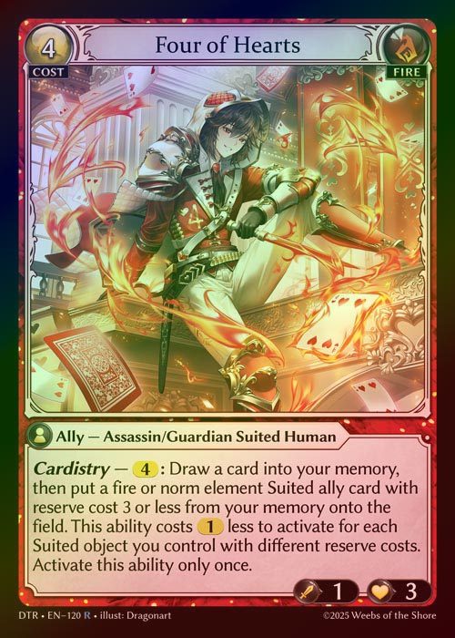 【FOIL】[Fire] Four of Hearts [DTR120-R]