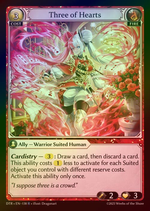 【FOIL】[Fire] Three of Hearts [DTR138-R]