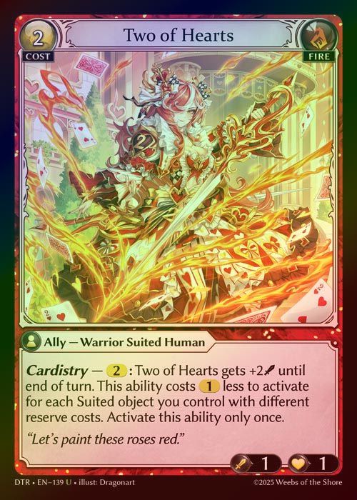 【FOIL】[Fire] Two of Hearts [DTR139-U]