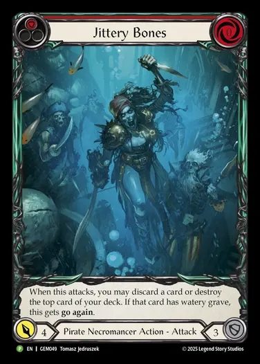 [Pirate Necromancer] Jittery Bones (Extended Art) (red) [GEM049-P]