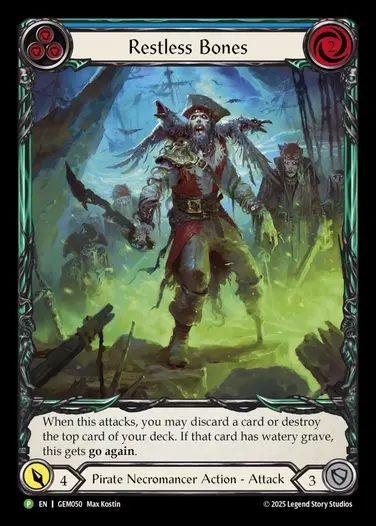 [Pirate Necromancer] Restless Bones (Extended Art) (blue) [GEM050-P]