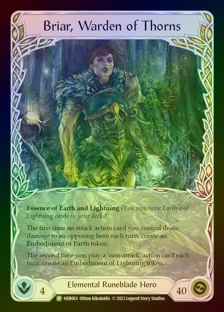 【CF】[Elemental Runeblade] Briar, Warden of Thorns (修正版) [HER063] (Promo) Cold Foil
