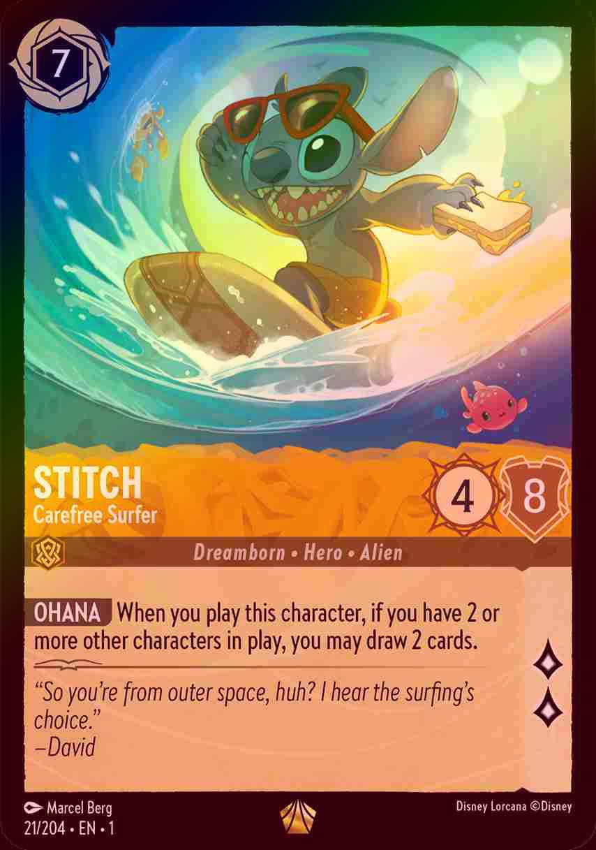 【FOIL】Stitch - Carefree Surfer [1ST-021/204-L]