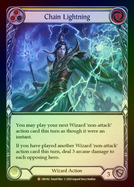 【RF】[Wizard] Chain Lightning [1st-CRU_162-M] Rainbow Foil