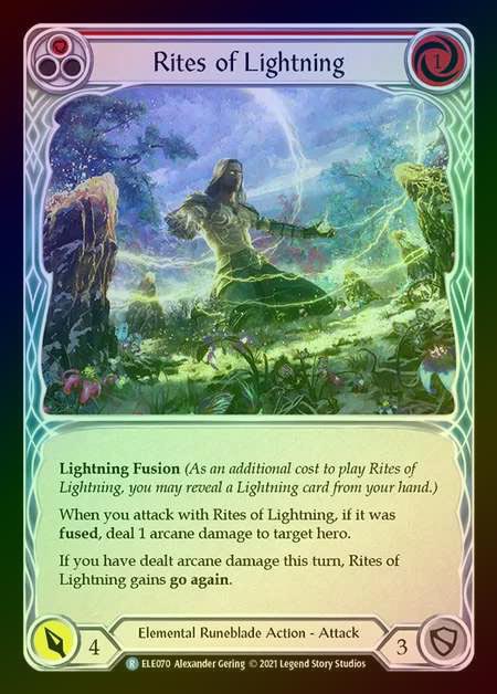 【RF】[Elemental Runeblade] Rites of Lightning [1st-ELE070-R] (red) Rainbow Foil