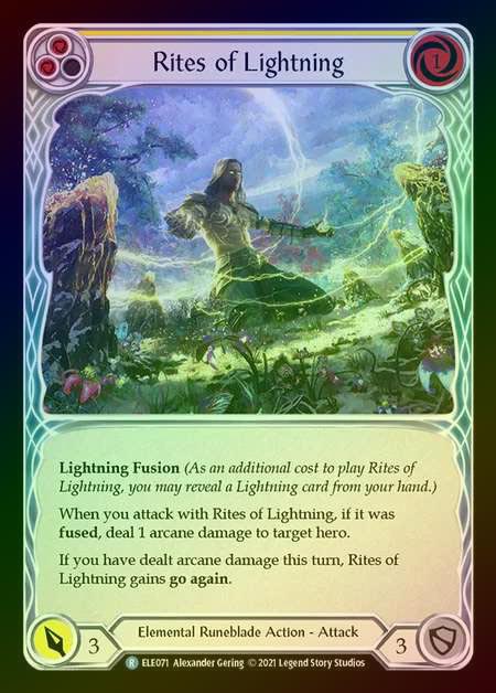 【RF】[Elemental Runeblade] Rites of Lightning [1st-ELE071-R] (yellow) Rainbow Foil