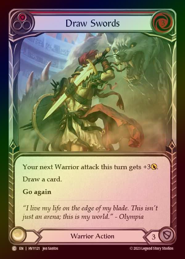 【EN】【RF】[Warrior] 抜剣/Draw Swords [HVY121-C] (red) Rainbow Foil