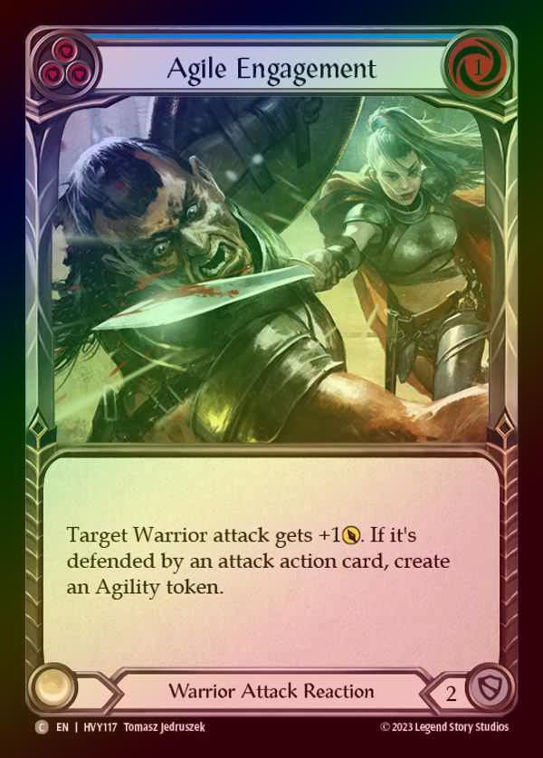 【RF】[Warrior] Agile Engagement [HVY117-C] (blue) Rainbow Foil