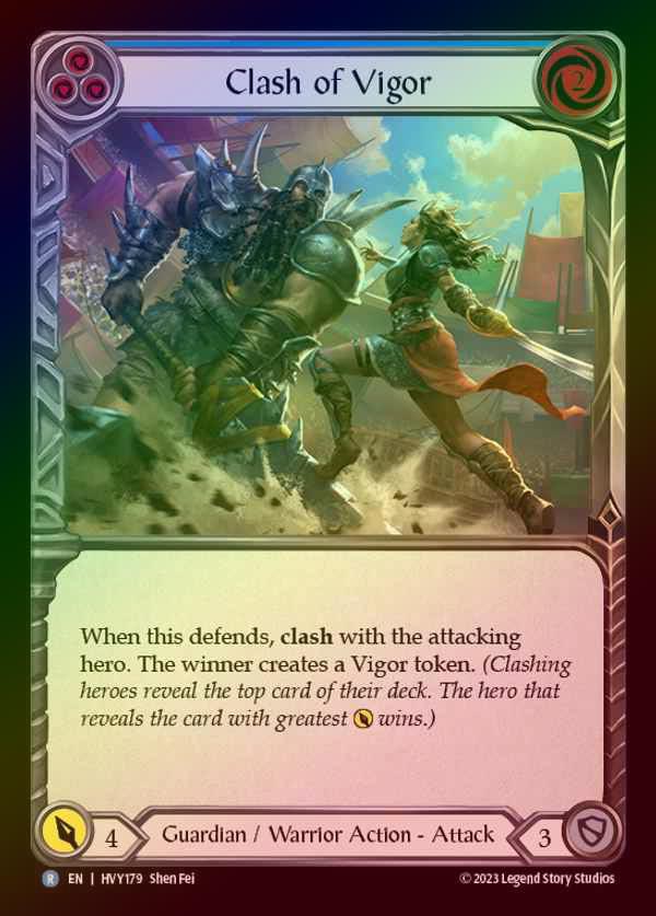 【RF】[Guardian Warrior] Clash of Vigor [HVY179-R] (blue) Rainbow Foil